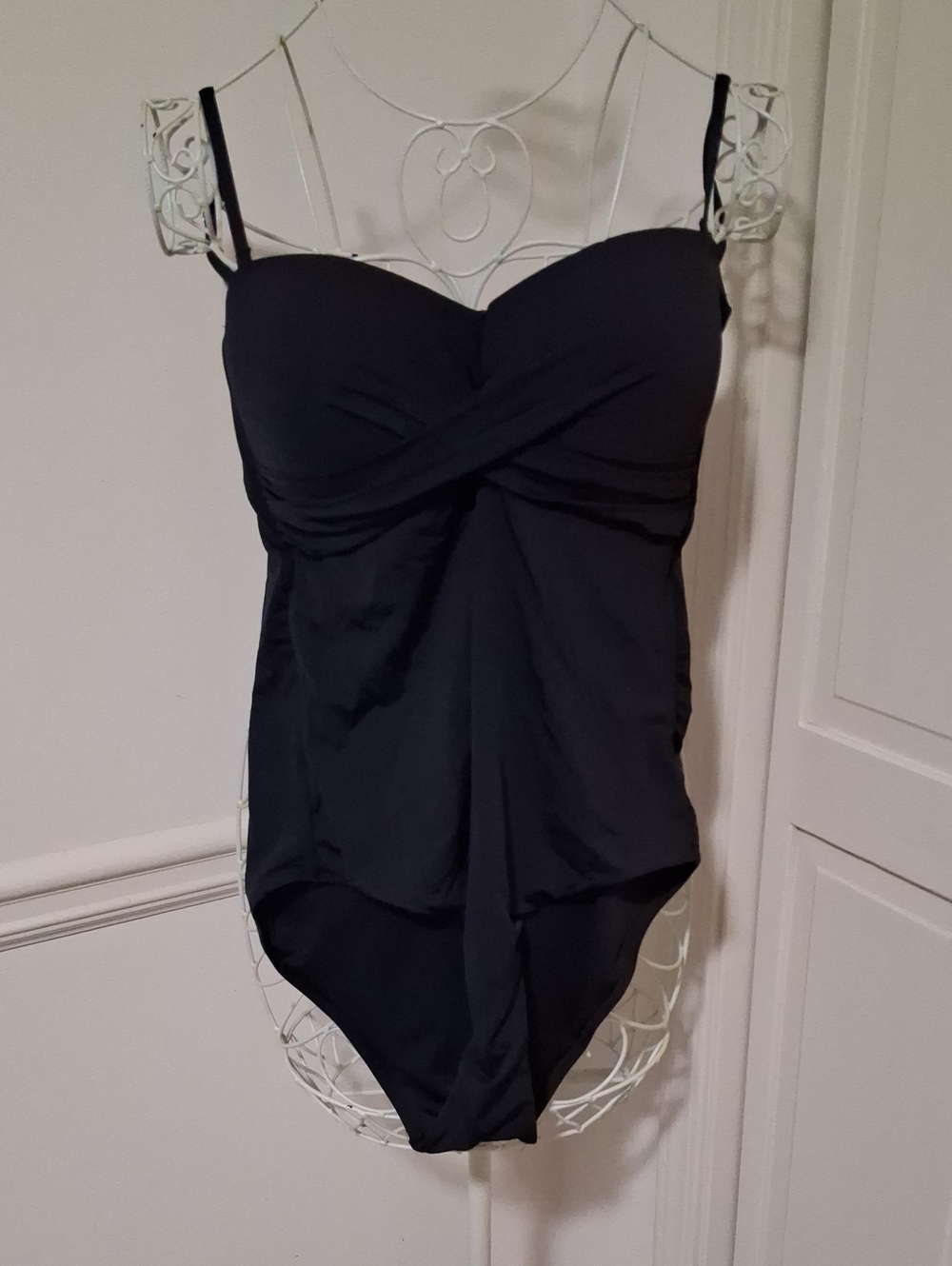 Black Twist Front One-Piece Swimsuit
